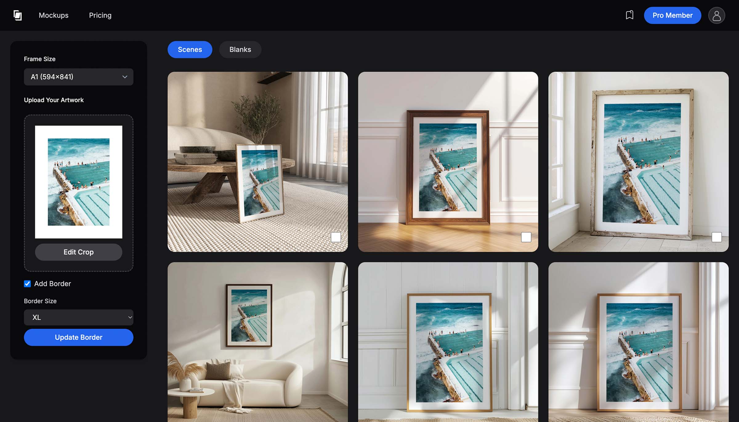 Frame mockup preview